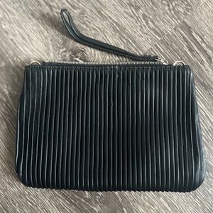 ZARA Black Pleated Wristlet Clutch
